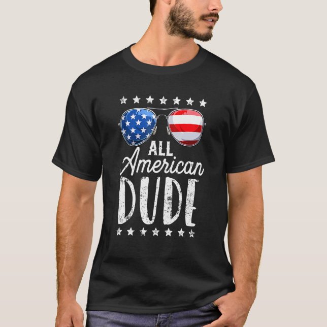 All American Dude 4th Of July Boys Kids Sunglasses T-Shirt (Front)