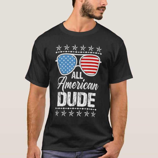 All American Dude 4th Of July Boys Kids Sunglasses T-Shirt (Front)