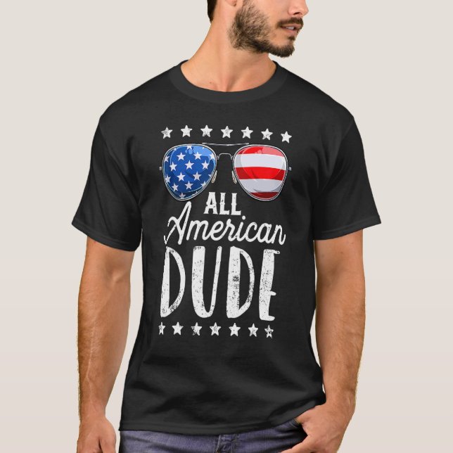 All American Dude 4th Of July Boys Kids Sunglasses T-Shirt (Front)