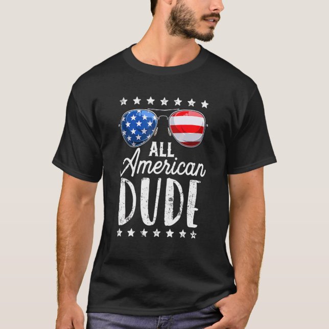 All American Dude 4th Of July Boys Kids Sunglasses T-Shirt (Front)