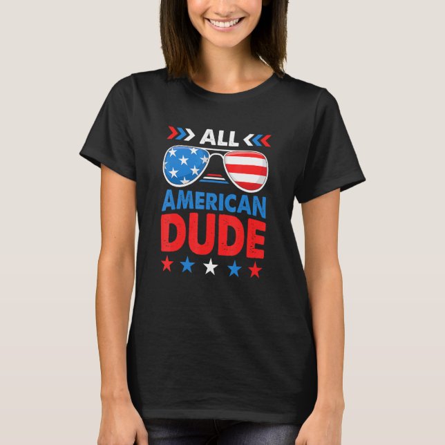 All American Dude 4th Of July Sunglasses Boys Kids T-Shirt (Front)