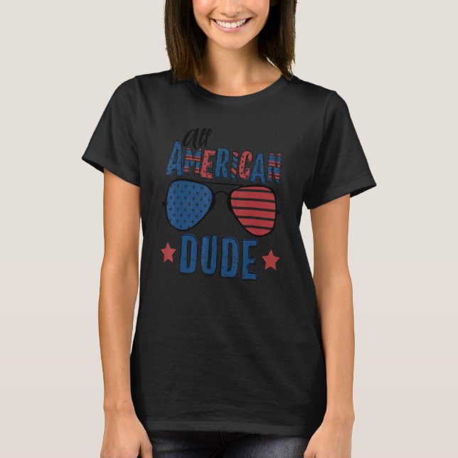 All American Dude 4th Of July Sunglasses Boys Kids T-Shirt (Front)
