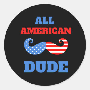ALL AMERICAN DUDE CLASSIC ROUND STICKER