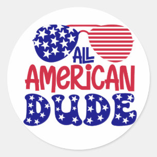 All American Dude  Classic Round Sticker