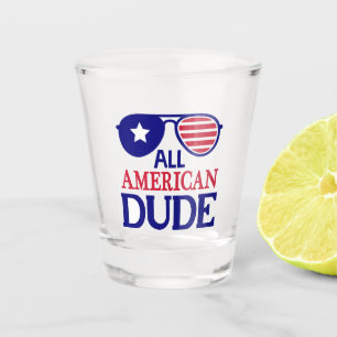 All American Dude Patriotic Sunglasses Celebration Shot Glass