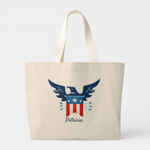 All American Eagle & Flag Patriotic Large Tote Bag