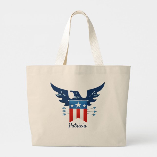All American Eagle & Flag Patriotic Large Tote Bag (Back)