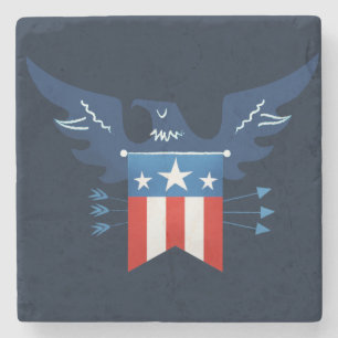 All American Eagle & Flag Patriotic Stone Coaster