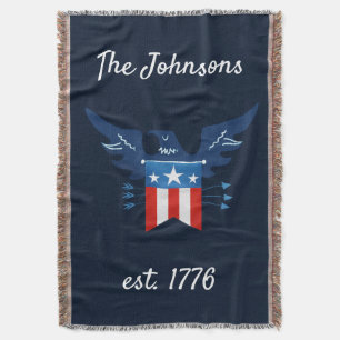 All American Eagle & Flag Patriotic Throw Blanket