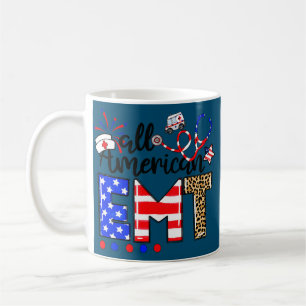 All American EMT Messy Bun USA Flag 4th Of July Coffee Mug