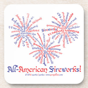 All-American Fireworks Square Coaster Set