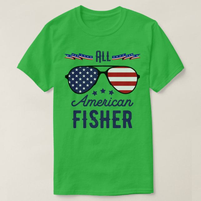 All American Fisher 4th Of July Sunglasses T-Shirt (Design Front)