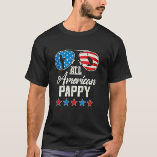 All American Fishing Pappy 4th Of July US Flag Sun T-Shirt