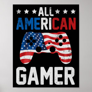 All American Gamer 4th Of July Boys Toddler Patrio Poster