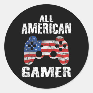 All American Gamer 4th Of July Video Games Boys Te Classic Round Sticker