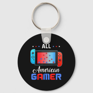 All American Gamer Funny 4th Of July Boys Kids Men Key Ring
