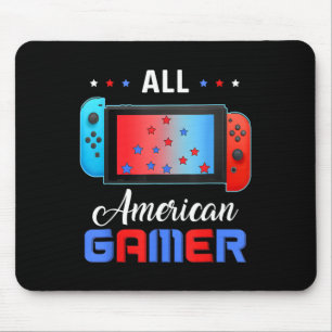 All American Gamer Funny 4th Of July Boys Kids Men Mouse Pad