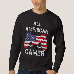 All American Gamer Us Flag Video Games 4th July Fo Sweatshirt