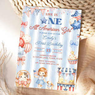 All American Girl 1st Birthday Invite