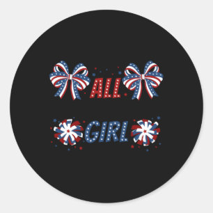 All American Girl 4th July Coquette Bows American  Classic Round Sticker