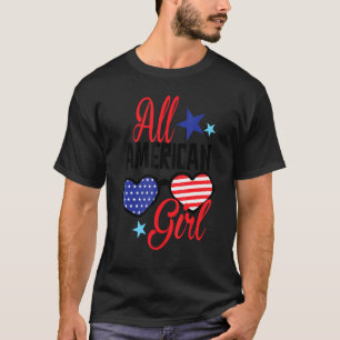 All American Girl 4th Of July American Us Flag Sun T-Shirt