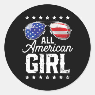 All American Girl 4th Of July Family Matching Sung Classic Round Sticker