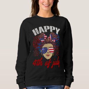 All American Girl 4th of July Patriotic USA Flag Sweatshirt