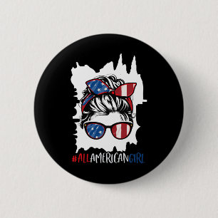 All American Girl 4th Of July Shirt Usa Flag Patri 6 Cm Round Badge