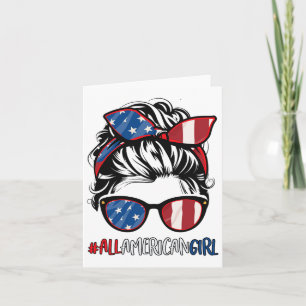 All American Girl 4th Of July Shirt Usa Flag Patri Card