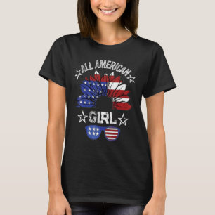 All American Girl 4th Of July Shirt Women Sunflowe