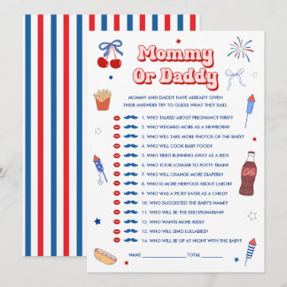 All American Girl Baby Shower Guess Who Game Card