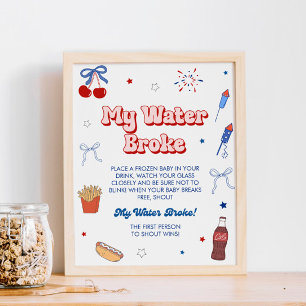All American Girl Baby Shower My Water Broke Game Poster