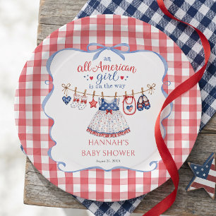 All American Girl Baby Shower Paper Plate