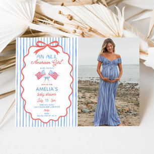 All American Girl Baby Shower Photo Invitation