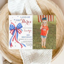 All American Girl Birthday Photo Invitation