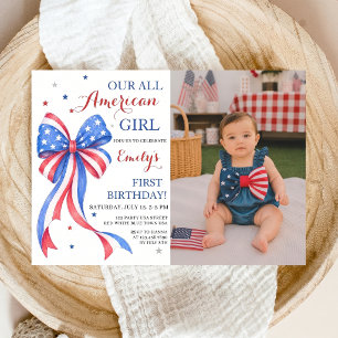 All American Girl Birthday Photo Invitation