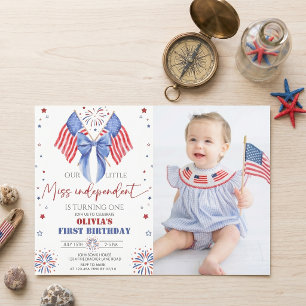 All American Girl Birthday Photo Invitation