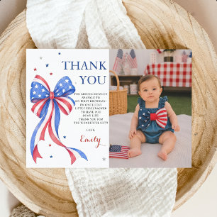 All American Girl Birthday Photo Thank You Card
