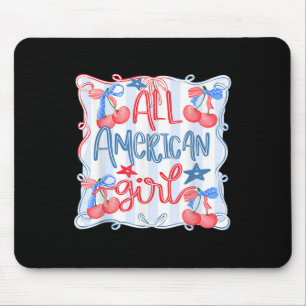 All American Girl Coquette Bow 4th Of July Patriot Mouse Pad