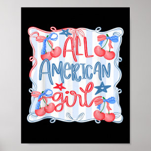 All American Girl Coquette Bow 4th Of July Patriot Poster