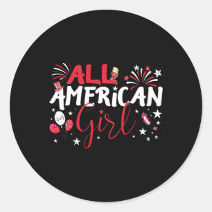 All American Girl For Independence Day Girls Patri Classic Round Sticker