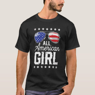 All American Girl Fourth 4th of July Patriotic Sun T-Shirt