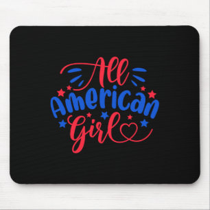 All American Girl Independence Day 4th July Usa Fl Mouse Pad