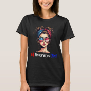 All American Girl Messy Bun Graphic T-Shirt
