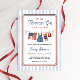 All American Girl Patriotic Baby Shower Invitation