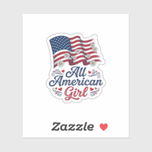 All American Girl Patriotic Daisy Flag Shirt Desig