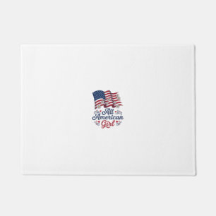 All American Girl Patriotic Daisy Flag Shirt Desig Doormat