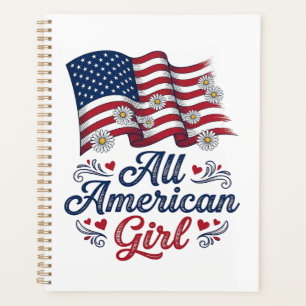 All American Girl Patriotic Daisy Flag Shirt Desig Planner