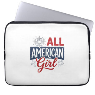 All American Girl Patriotic Vintage Shirt Design_1 Laptop Sleeve