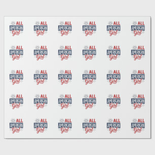 All American Girl Patriotic Vintage Shirt Design_1 Wrapping Paper
